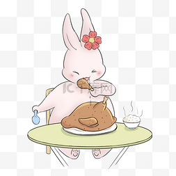 517吃货节活动图片_手绘卡通插画流口水的吃货小兔清