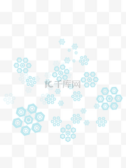 蓝色白雪图片_手绘雪花浅蓝白雪漂浮素材