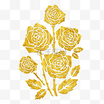 中国风传统烫金鲜花花纹装饰图之五朵玫瑰