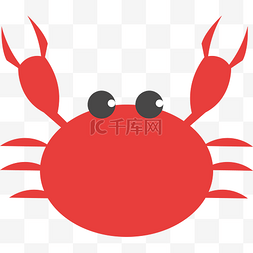 螃蟹卡通红色简单儿童png矢量元素