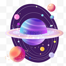 蛇来运转图片_运转的宇宙星球插画