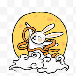 中秋节明月白兔插画