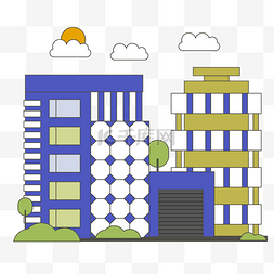 矢量房屋建筑素材图片_卡通风城市住宅公寓