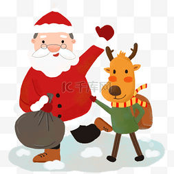 圣诞节日老人和他的麋鹿