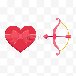 爱情丘比特之箭图片_情人节卡通礼物盒弓箭元素