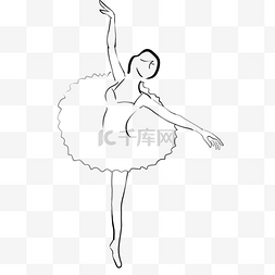 芭蕾演员的脚图片_手绘黑色线条芭蕾舞者
