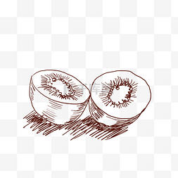 猕猴桃水果装饰图片_线描猕猴桃手绘插画
