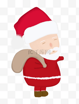 大胡子老人图片_圣诞老人圣诞节背包裹送礼冬季红