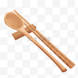 木质筷子勺子图片_餐具筷子勺子手绘插画psd