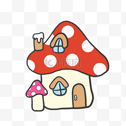房子贴图片_卡通蘑菇房子PNG