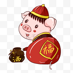 2019吉祥字图片_2019福字新年可爱吉祥猪猪