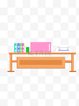 扁平化办公桌和办公设备设计元素