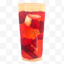 果汁卡通抠图图片_红色冰镇草莓果汁免抠图