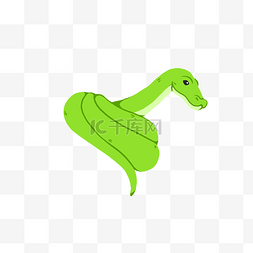 卡通手绘鸭舌帽子图片_绿色质感小蛇水蛇
