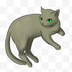 灰色手绘可爱宠物猫