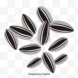 黑葵花籽葵花籽图片_简单的手绘向日葵籽仁装饰元素