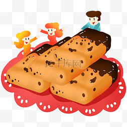 年夜饭巧克力饼干插画