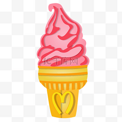 红色的冰淇淋图片_卡通红色的冰淇淋免扣图