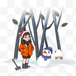 童装冬季上新图片_冬季冬天下雪雪人穿着保暖的人