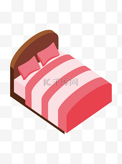 乳胶床垫图片_2.5D粉色条纹木板床家具