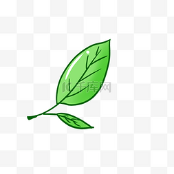 绿色创意叶子图片_卡通手绘一片绿树叶