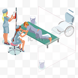 卡通可爱护士图片_卡通躺在病床上的病人矢量素材