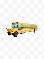 扁平简约中小学生开学上学校车巴士元素