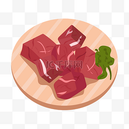 铁板扒饭图片_铁板红烧牛肉块插画