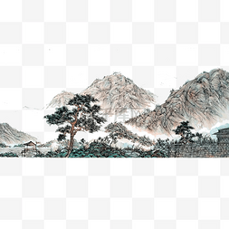 中国画水墨植物图片_国画水墨山水写意风景PNG