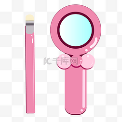 镜子可爱图片_粉色的镜子手绘插画
