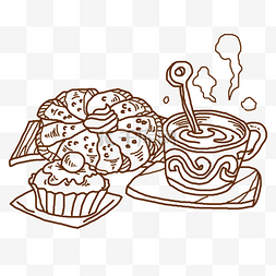 卡通蛋糕小图片_线描小食物手绘插画