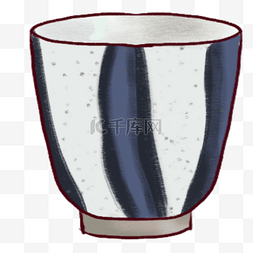 陶瓷水杯图片_日式粗陶仿古手绘粗条纹水杯
