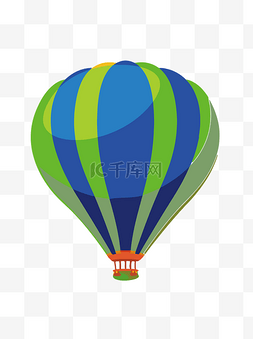 绿边蓝色热气球元素设计