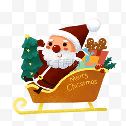 铃铛圣诞老人图片_圣诞节送礼物的Q版圣诞老人和雪