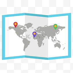 世界地图旅游地点标记图