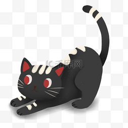 黑色卡通猫咪图片_手绘卡通黑色小花猫