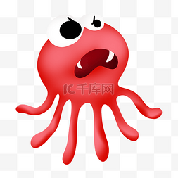 张牙舞爪图片_红色章鱼型细菌