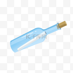 瓶子蓝色图片_梦幻蓝色漂流瓶插画