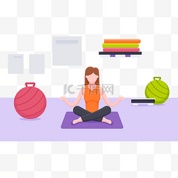 瑜伽banner图片_矢量扁平正在练习瑜伽的人免抠png