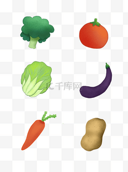 西兰花手绘图片_手绘噪点质感蔬菜可商用元素