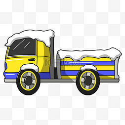 落雪的汽车图片_黄色的落雪汽车插画