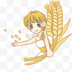 小麦拟人画PNG
