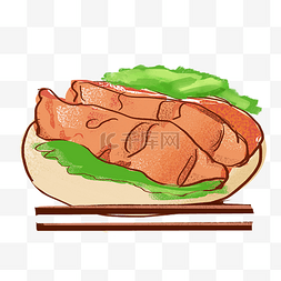 鸡腿肉的美食插画