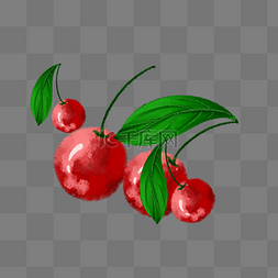 水彩风格手绘水果樱桃三四个