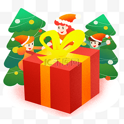 圣诞礼物小清新图片_圣诞节圣诞大礼盒插画