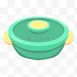 煲汤锅手绘图片_手绘绿色的煲