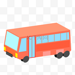 橘黄色公交车插画