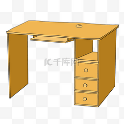 桌子黄色图片_手绘电脑桌子插画