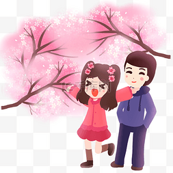 春天的小美好图片_高兴欣赏樱花的情侣