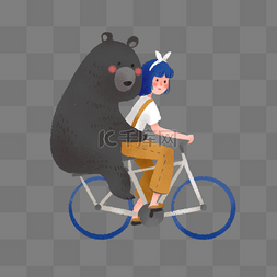 小熊灰色图片_小熊女孩自行车